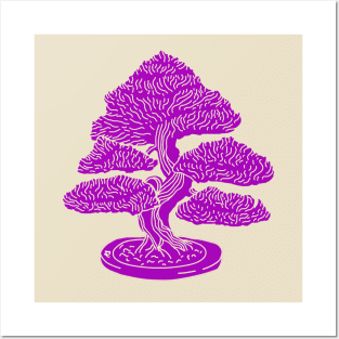 Purple Bonsai Woodblock Posters and Art